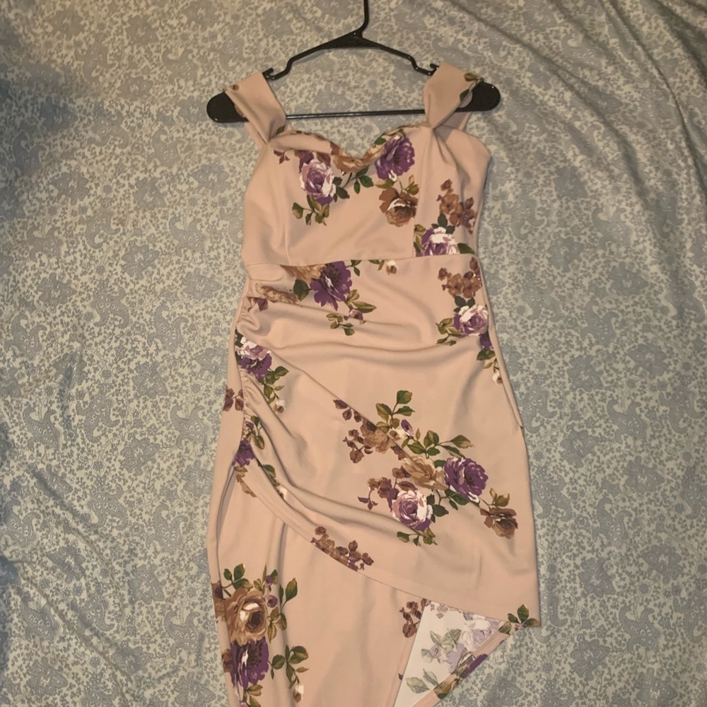Pink  with flowers Sz M cocktail dress